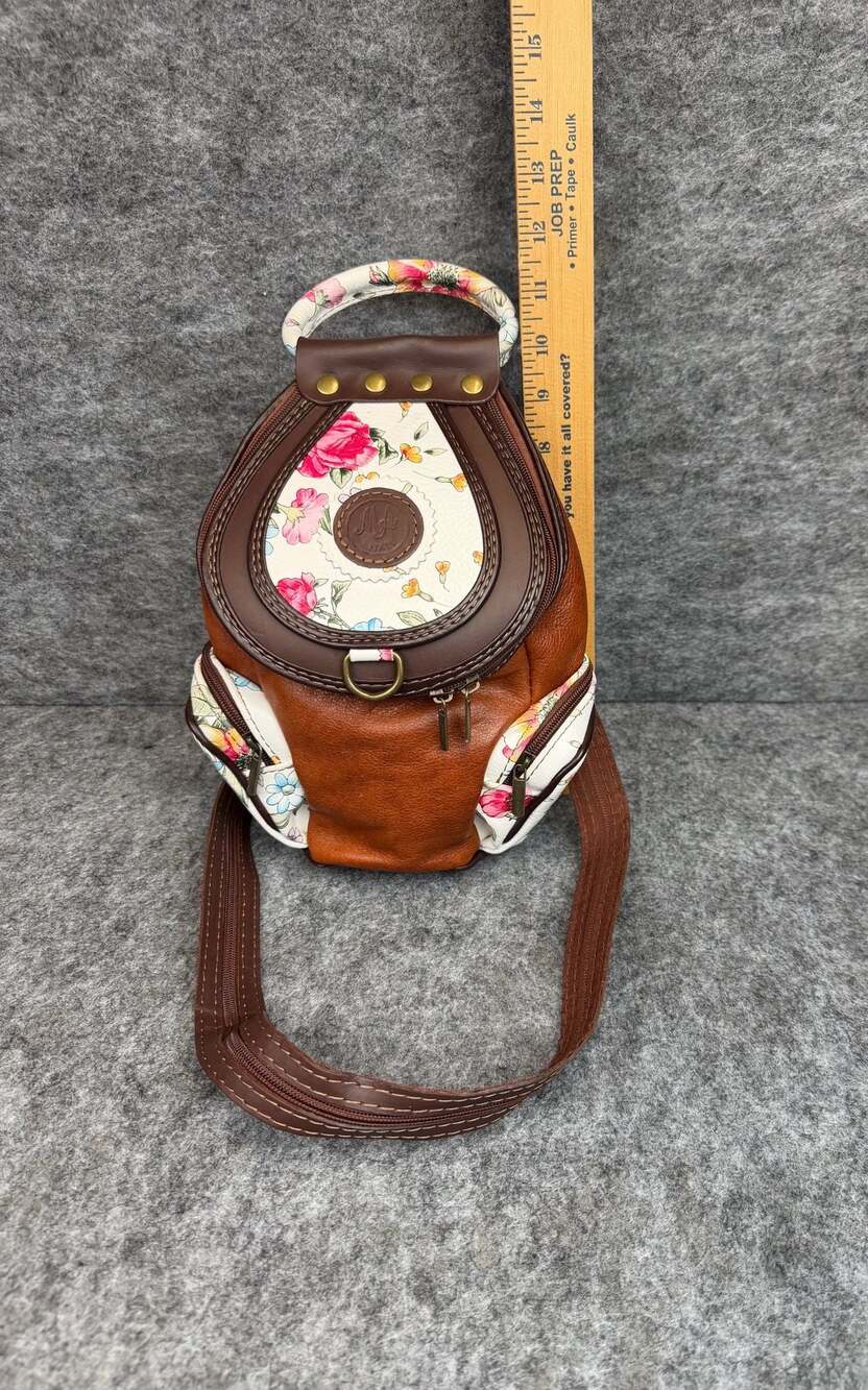 Monte Halla Small Convertible Floral Leather Backpack Purse Made in Italy - Picture 6 of 8